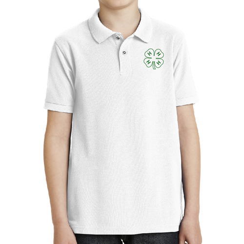 Youth 4-H Classic White Polo • XS-XL image thumbnail