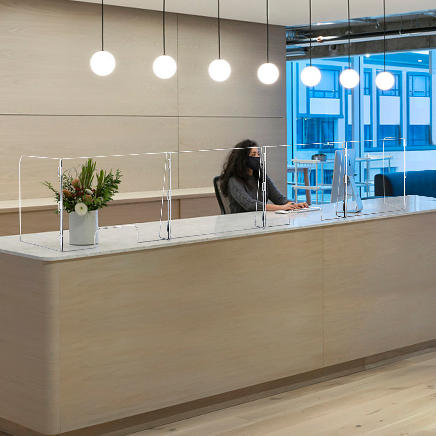 ZS2072P3 4 Panel Interlocking Counter Barrier Partition with Three