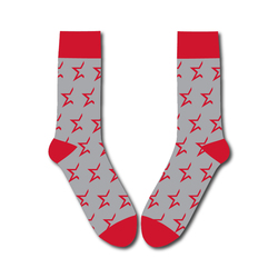 Image of Dress Socks - Grey/Red (Half Star Logo)