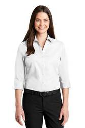 Image of Port Authority Ladies 3/4-Sleeve Carefree Poplin Shirt. LW102 (1)