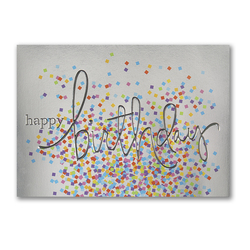 Image of Confetti on Silver - Birthday Card (Pkg 25)