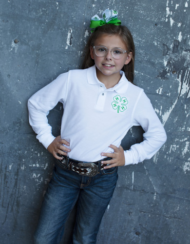 Youth 4-H Classic White Long Sleeve Polo • XS-XL image thumbnail