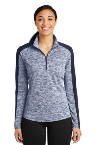 Sport-Tek Ladies PosiCharge Electric Heather Colorblock 1/4-Zip Pullover image thumbnail