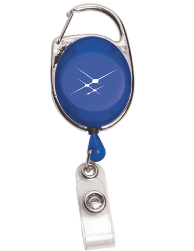 30" Blue Carabiner Style Retractable Badge Reel (On Demand) image thumbnail