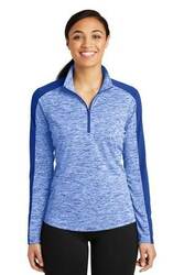 Image of Sport-Tek Ladies PosiCharge Electric Heather Colorblock 1/4-Zip Pullover. LST397