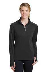 Image of Sport-Tek Ladies Sport-Wick Textured 1/4-Zip Pullover. LST860