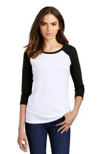 District Women's Perfect Tri 3/4-Sleeve Raglan. DM136L image thumbnail