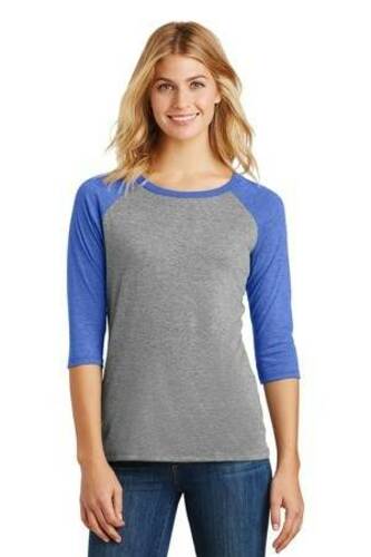 District Women's Perfect Tri 3/4-Sleeve Raglan. DM136L image thumbnail