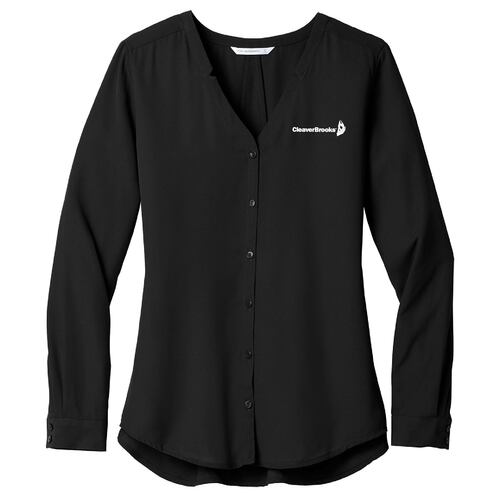 Ladies Long Sleeve Button-Front Blouse image thumbnail