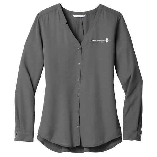 Ladies Long Sleeve Button-Front Blouse image thumbnail