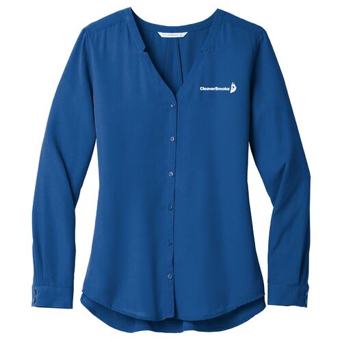 Ladies Long Sleeve Button-Front Blouse image thumbnail