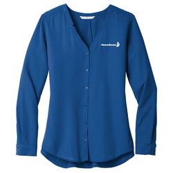 Image of Ladies Long Sleeve Button-Front Blouse