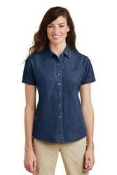 Image of Port & Company - Ladies Short Sleeve Value Denim Shirt. LSP11