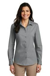 Image of Port Authority Ladies Long Sleeve Carefree Poplin Shirt. LW100