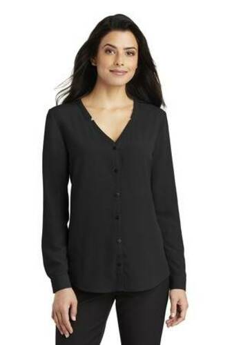Port Authority Ladies Long Sleeve Button-Front Blouse. LW700 image thumbnail