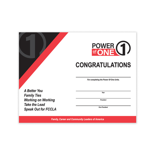 Newly Designed Power of 1 Certificates (Pack of 20) image thumbnail