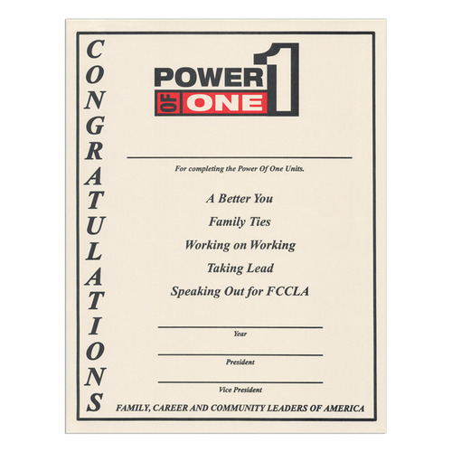 Power of 1 Certificates (Pack of 20) image thumbnail