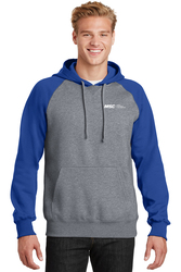 Image of ROYAL/HEATHER SPORT-TEK RAGLAN COLORBLOCK PULLOVER HOODED SWEATSHIRT